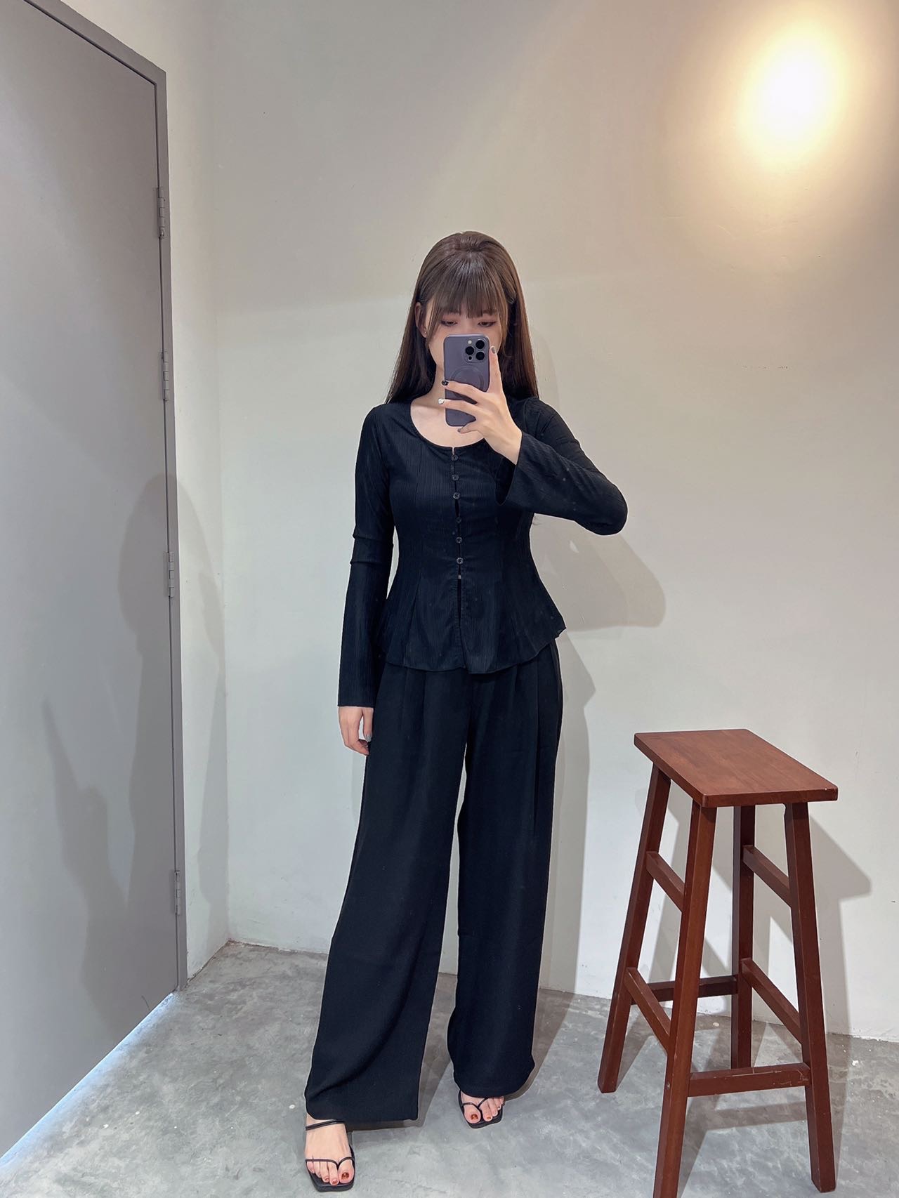 显瘦喇叭袖衬衣  | Ninestudio.9