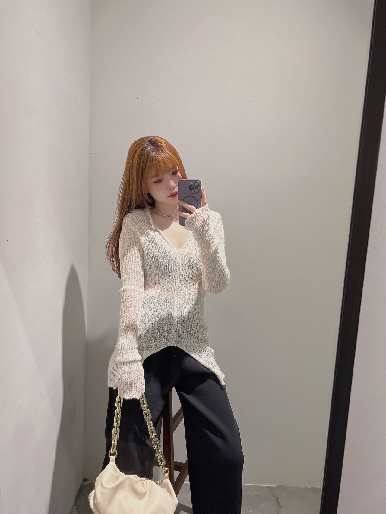 针织开叉长版上衣  | Ninestudio.9