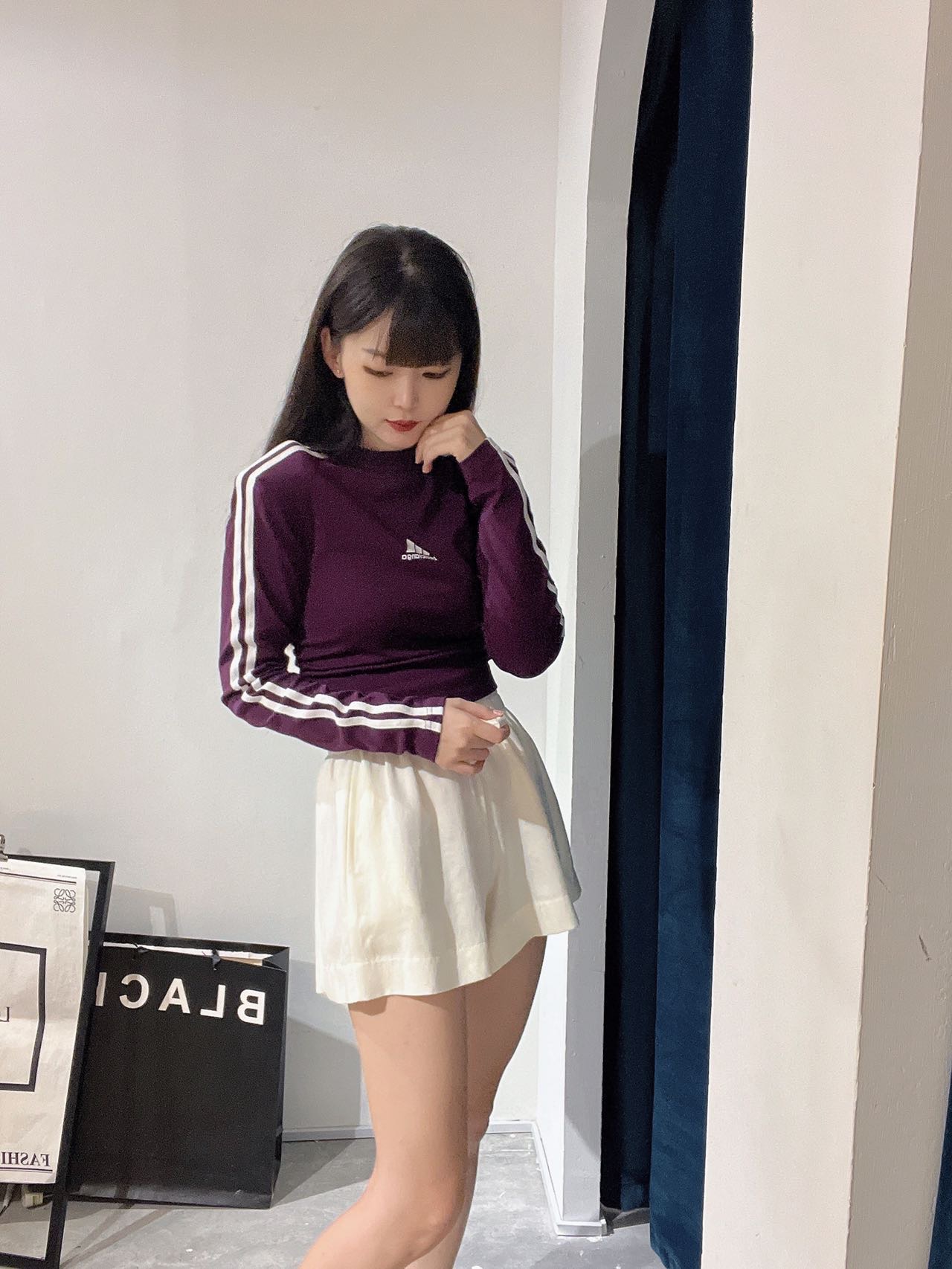 线条拉边长袖Tee | Ninestudio.9