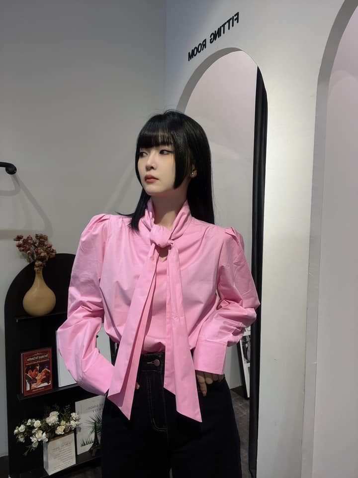 泡泡袖v领蝴蝶结长袖上衣 | Ninestudio.9