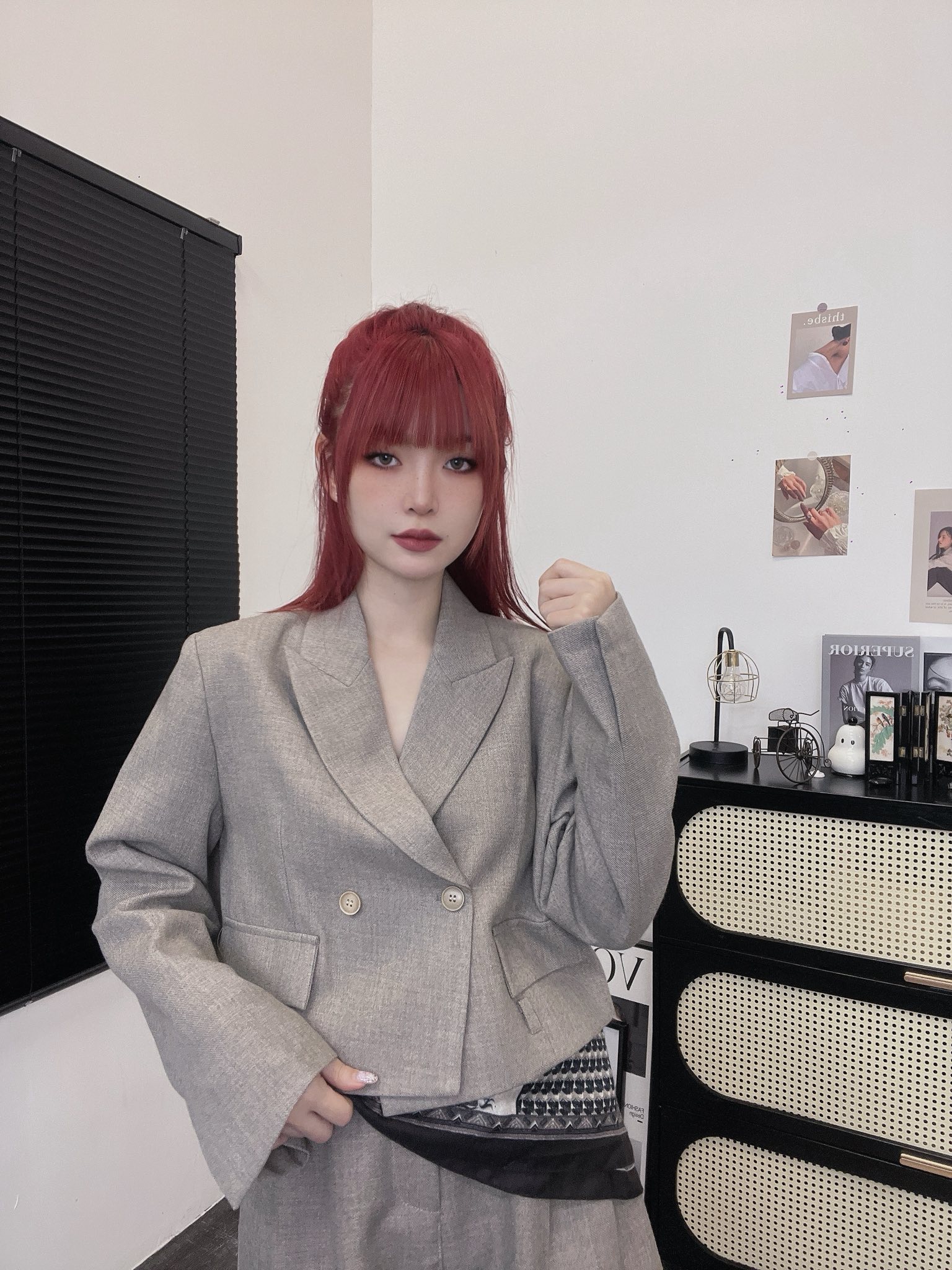 Ninestudio.9 | 短版西装外套+五分短裤 套装(包含披肩)