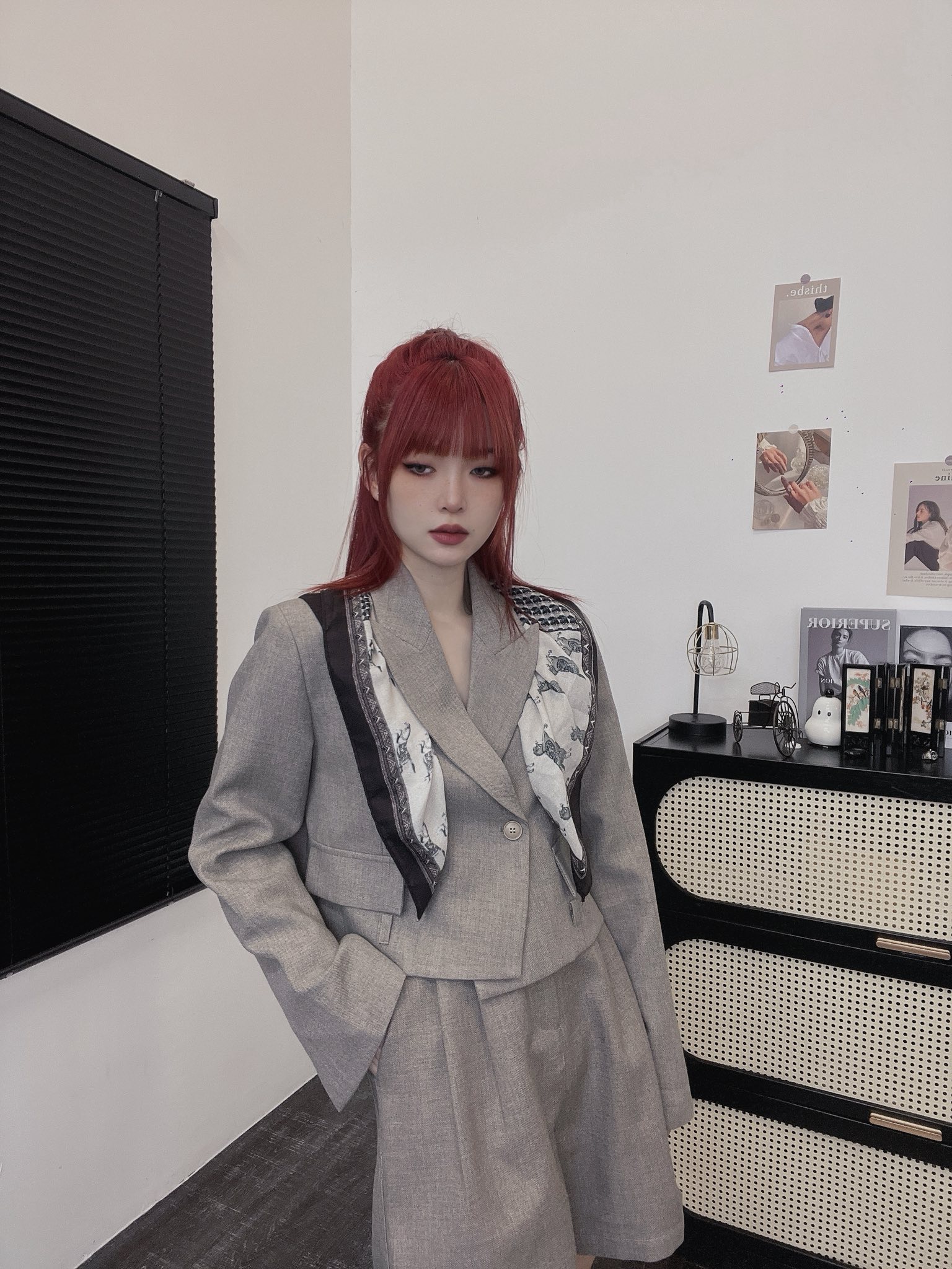 短版西装外套+五分短裤 套装(包含披肩) | Ninestudio.9