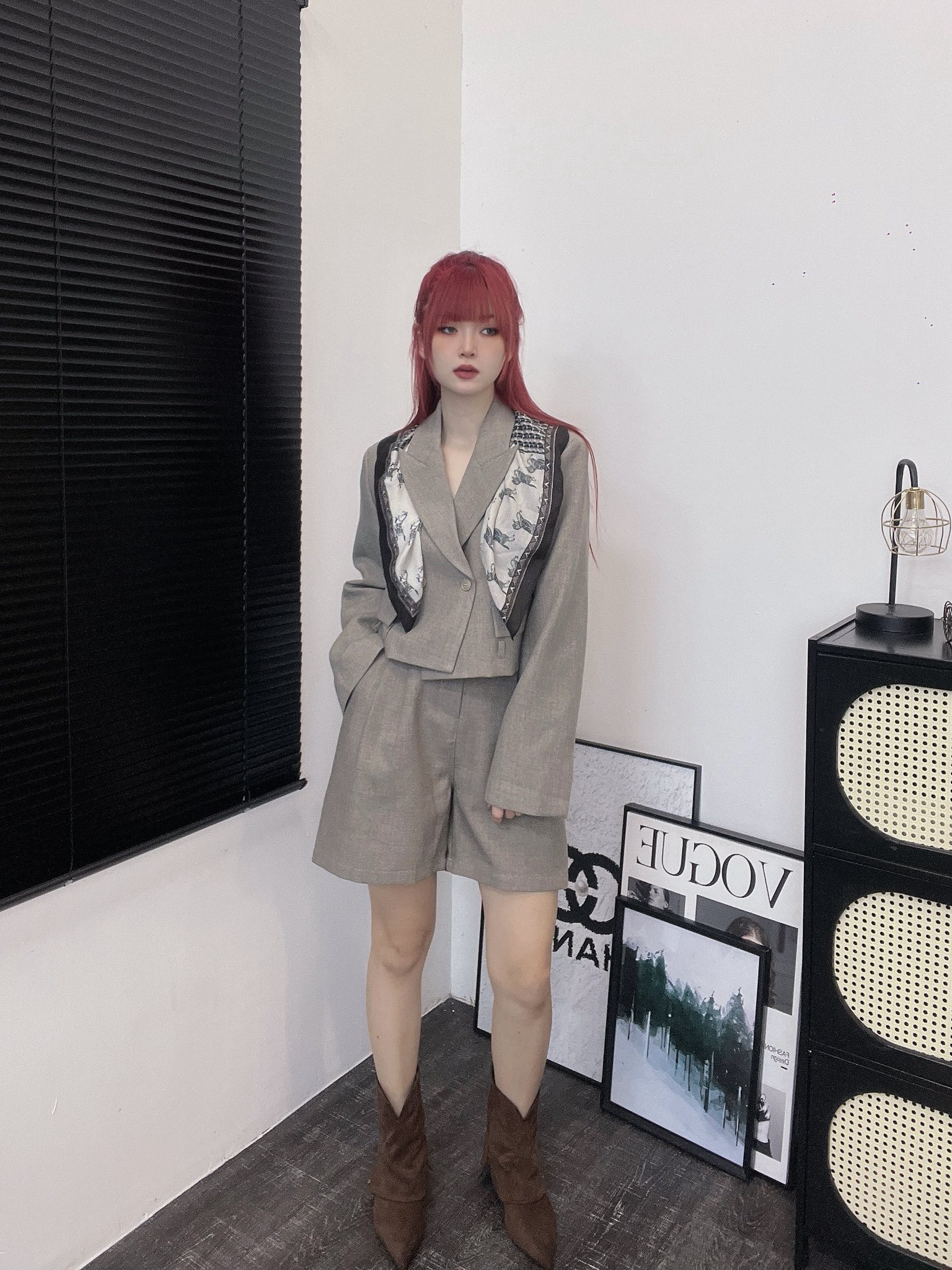 短版西装外套+五分短裤 套装(包含披肩) | Ninestudio.9