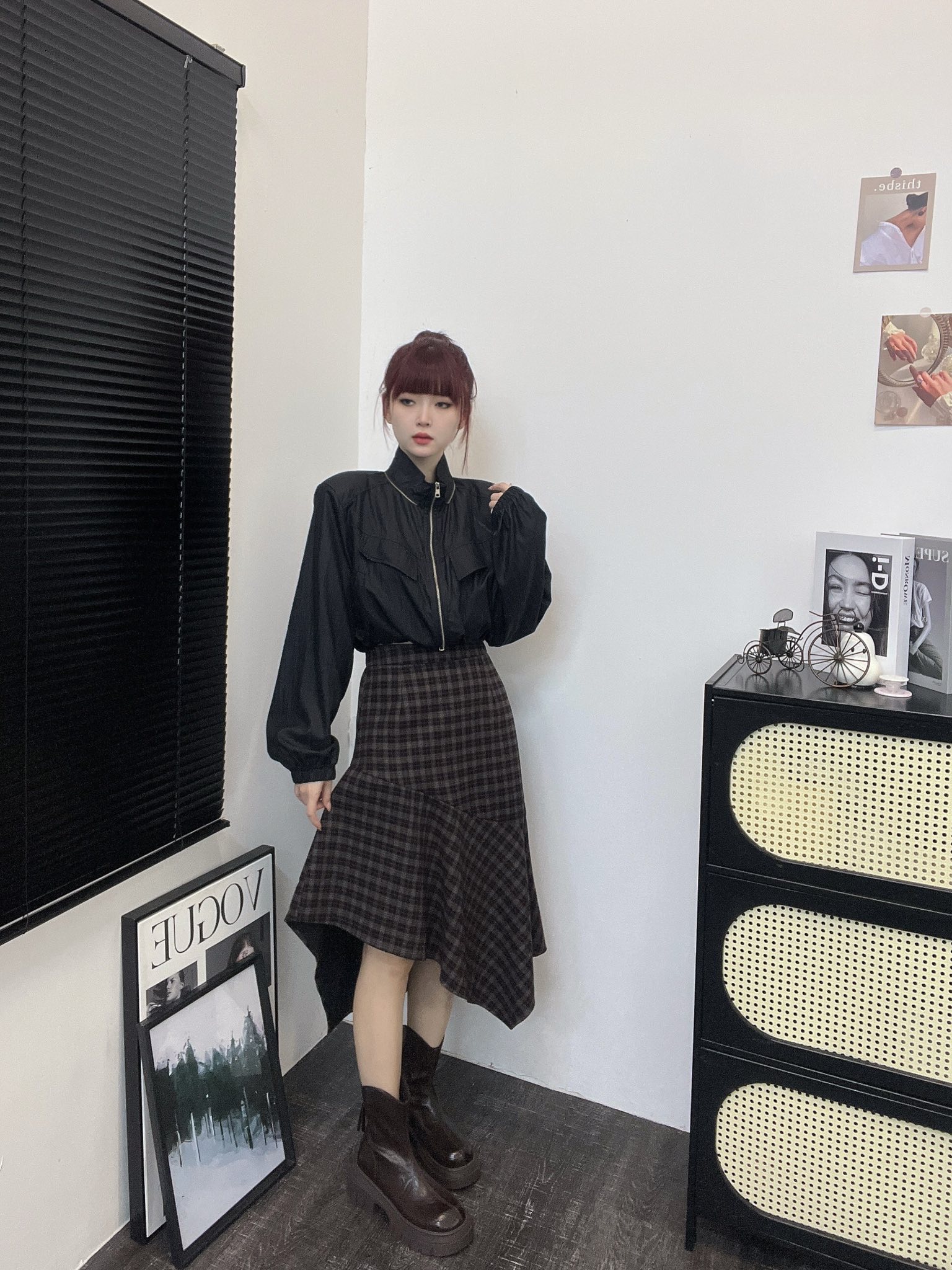 复古格子半裙 | Ninestudio.9