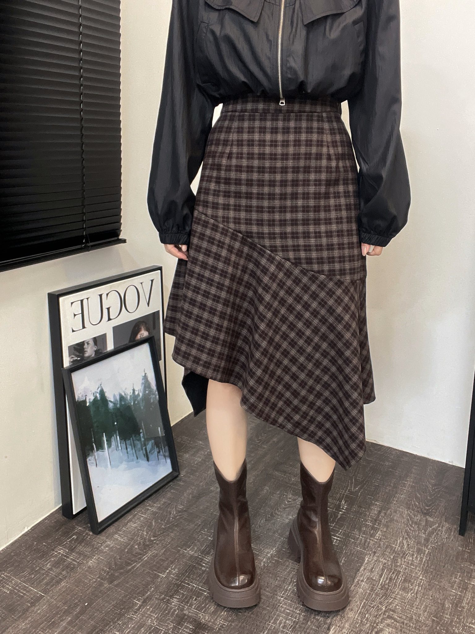 复古格子半裙 | Ninestudio.9