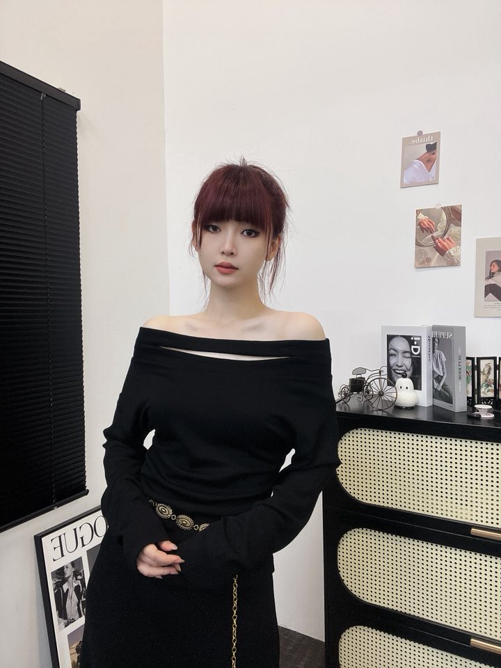 性感一字肩长袖套装 | Ninestudio.9