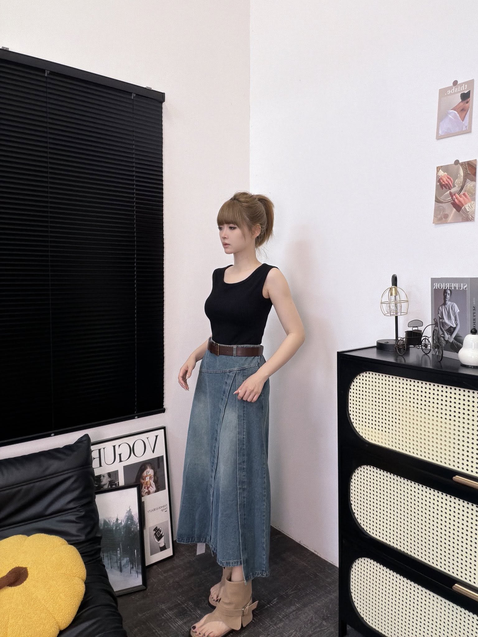 拼接款牛仔长裙 | Ninestudio.9