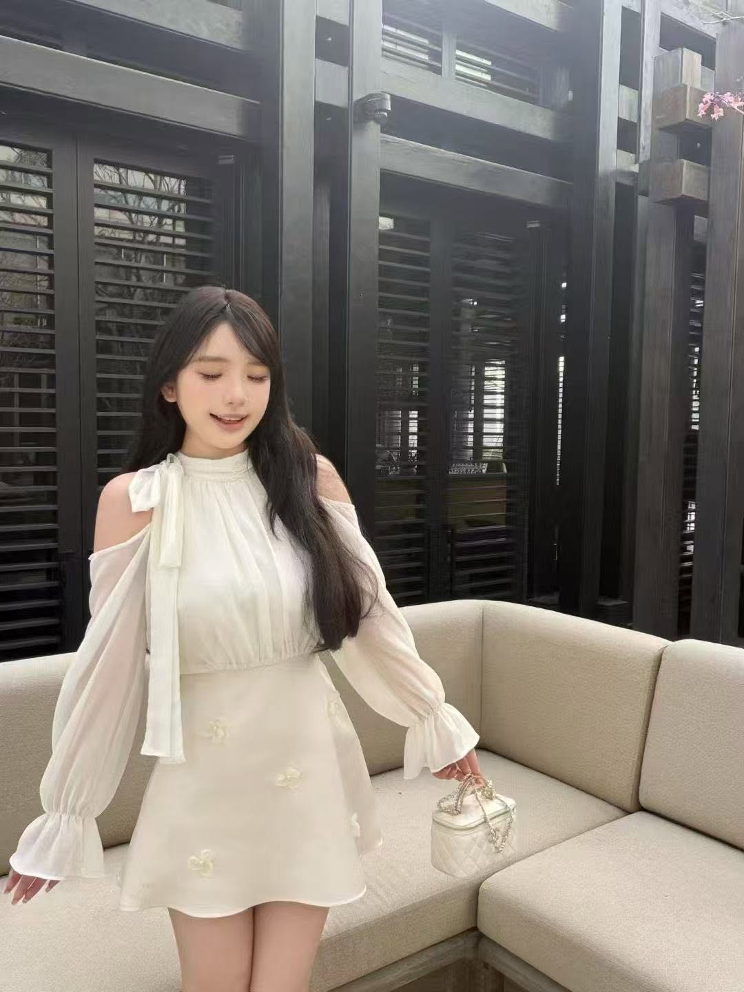 甜美气质挂脖露肩连衣裙 | Ninestudio.9
